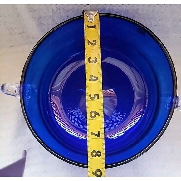 Vintage Blenko Cobalt Blue Glass Handmade Straight Sides  With Handles - Picture 7 of 8
